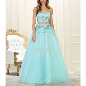 2 piece ball gown prom pageant party formal dress
